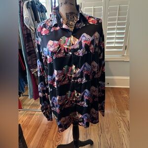 Nicole Miller vintage 1990s long sleeve silk blouse,limited edition print “legs”